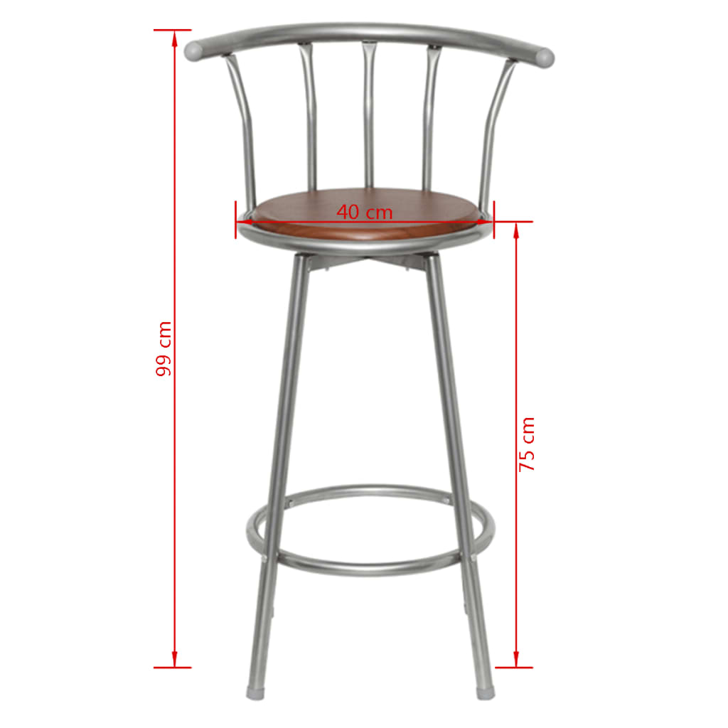 Bar Stools 2 pcs Brown Steel