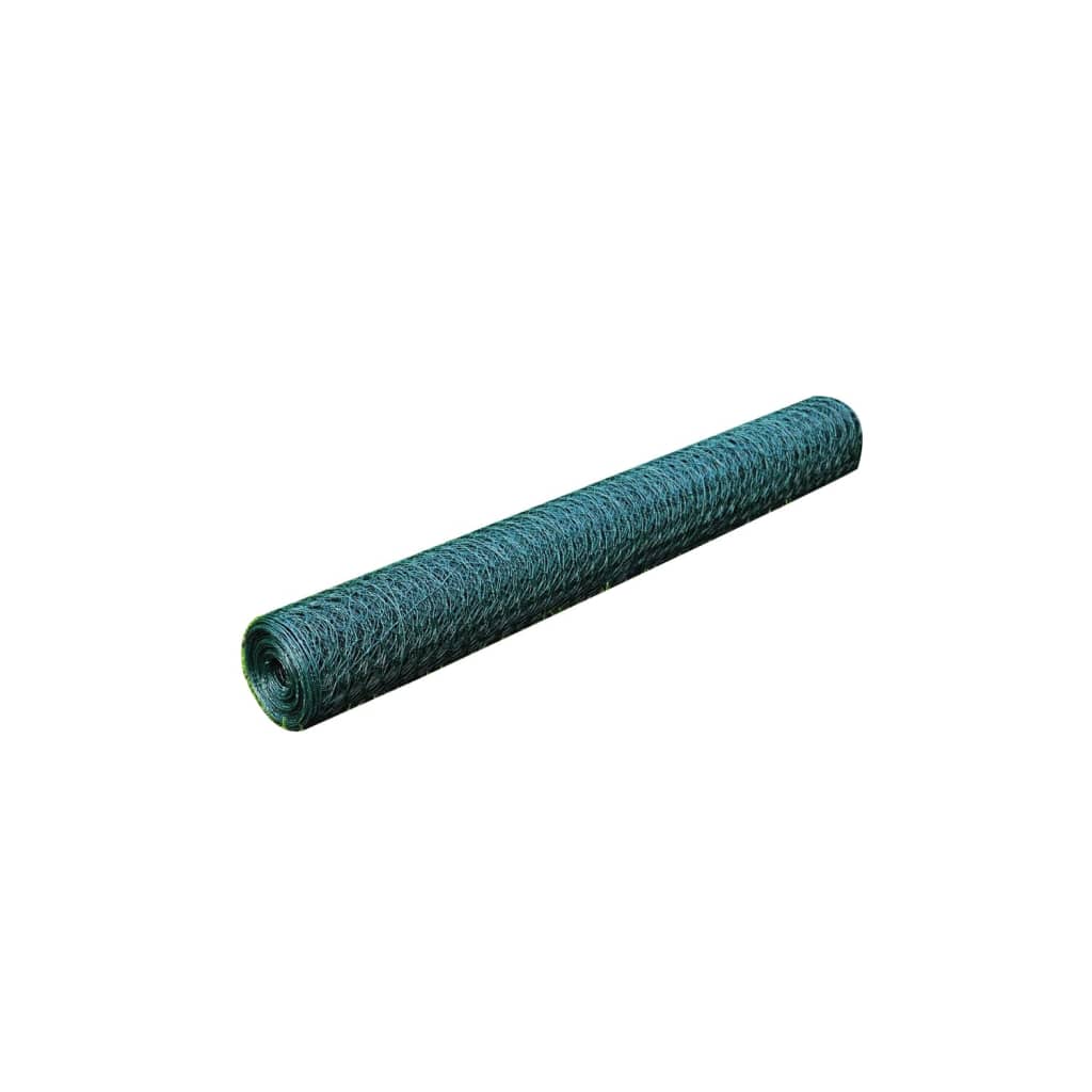 Mesh Fence Steel Hexagon 1x25 m Dark Green