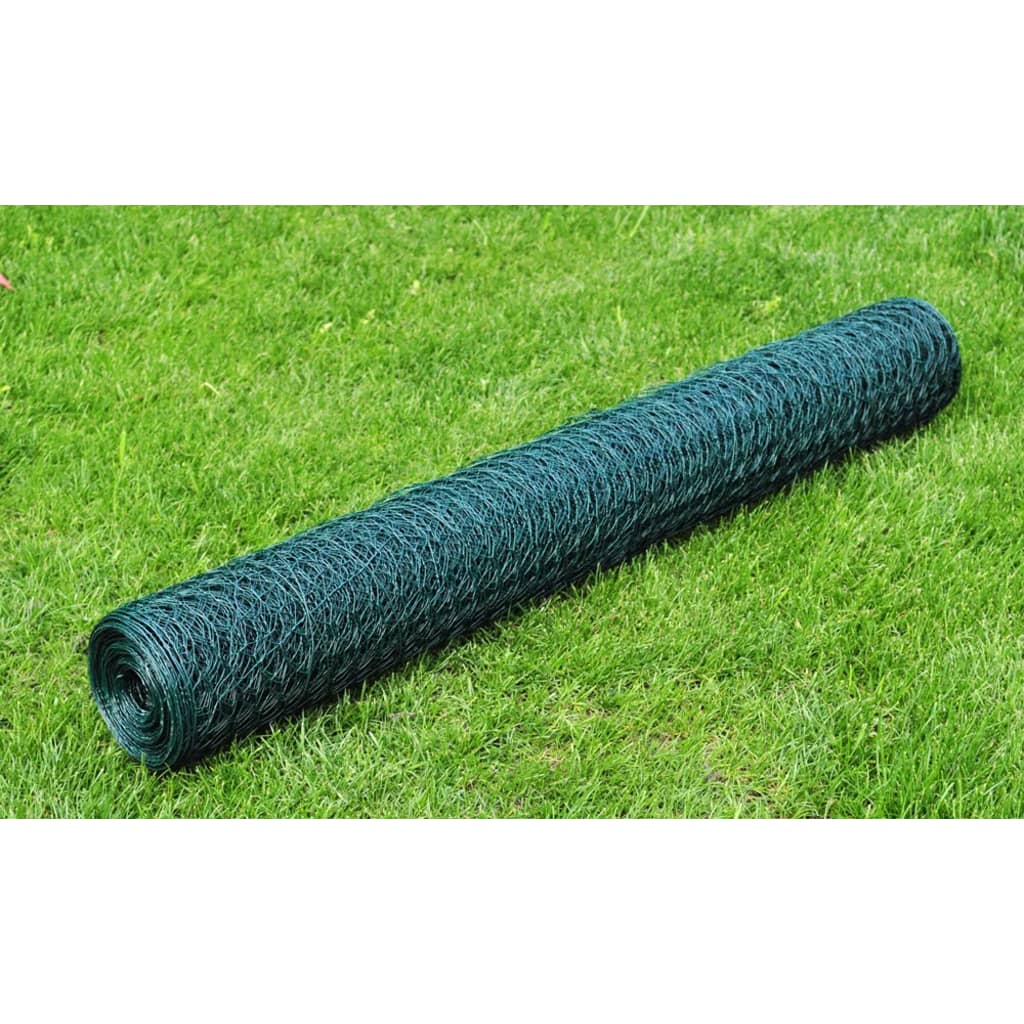 Mesh Fence Steel Hexagon 1x25 m Dark Green