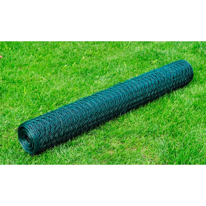 Mesh Fence Steel Hexagon 1x25 m Dark Green