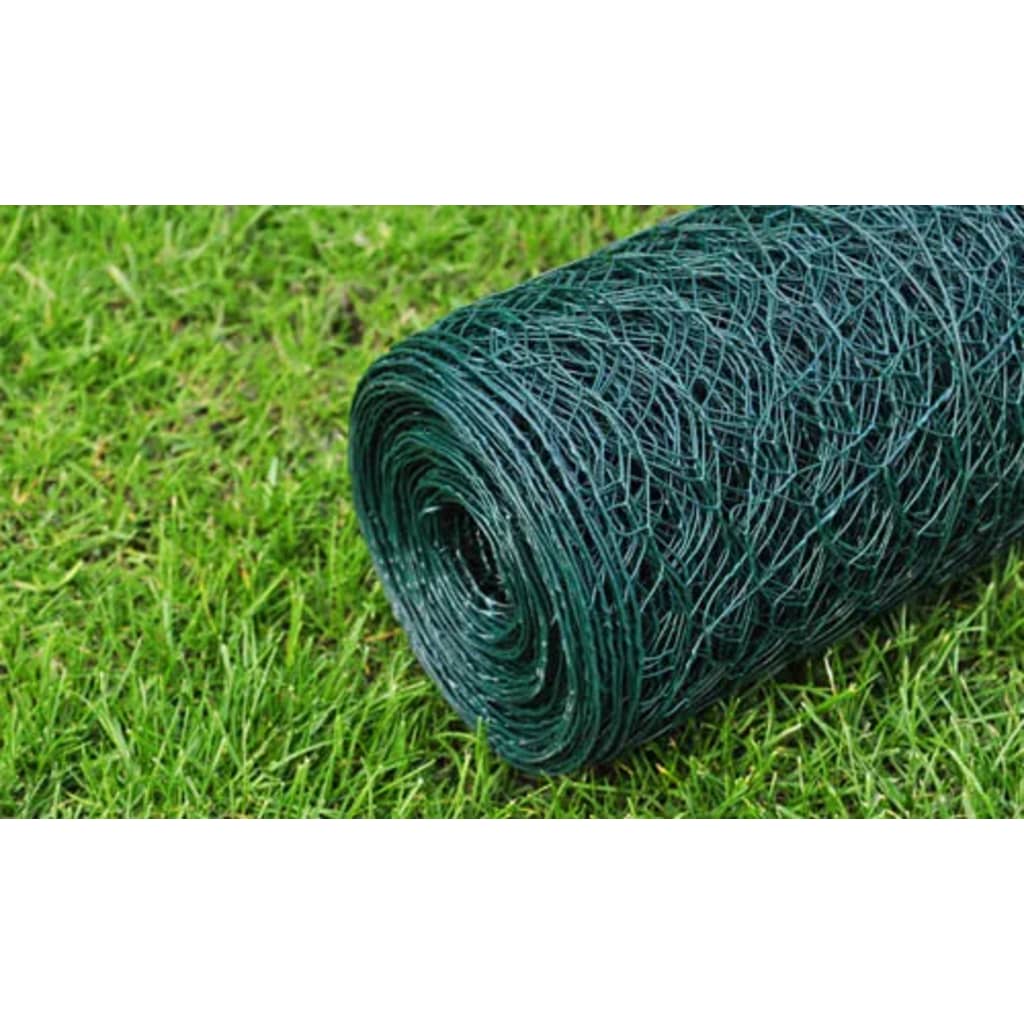 Mesh Fence Steel Hexagon 1x25 m Dark Green