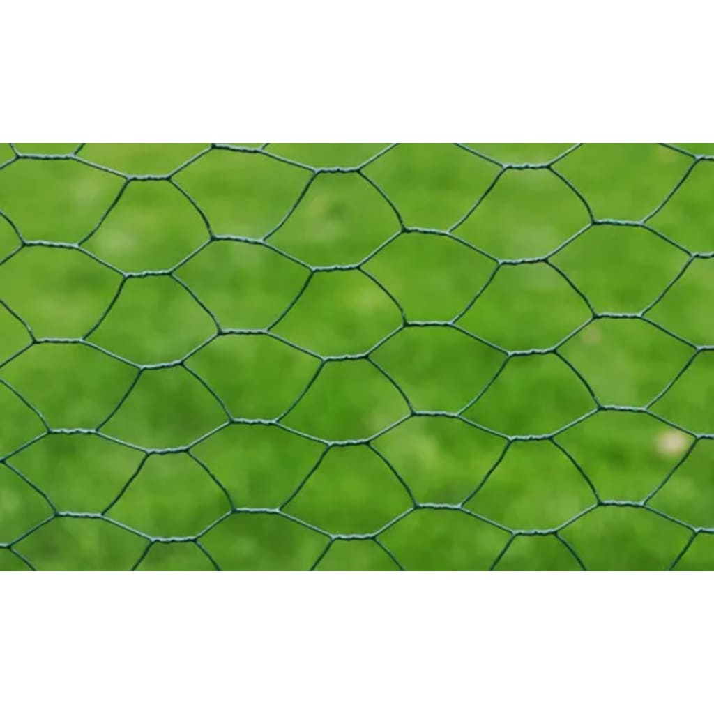 Chicken Wire Fence Galvanised with PVC Coating 25x1 m Green