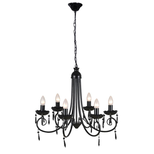 Pendant Ceiling Lamp Elegant Chandelier Black 6 Bulb Sockets