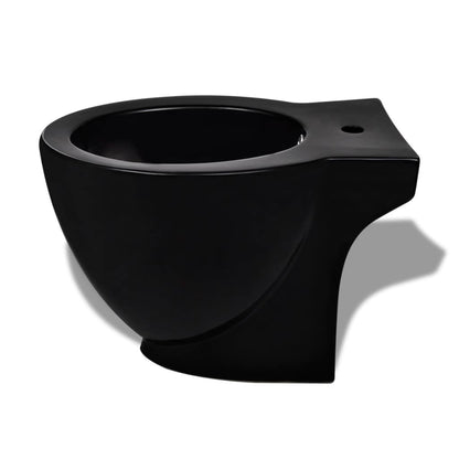 Stand Toilet & Bidet Set Black Ceramic