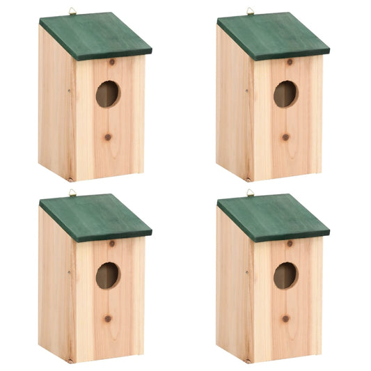 Bird Houses 4 pcs Wood 12x12x22 cm