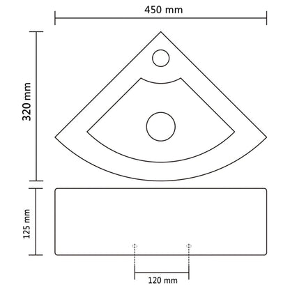 Wash Basin with Overflow 45x32x12.5 cm White