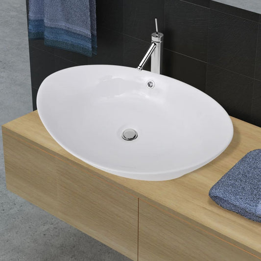 Luxury Ceramic Basin Oval with Overflow 59 x 38,5 cm