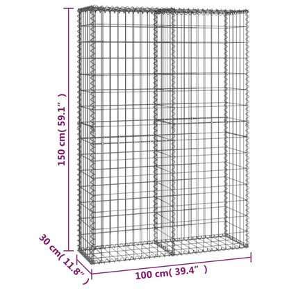 Gabion Basket with Lids Galvanised Wire 150 x 100 x 30 cm