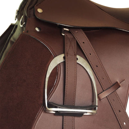 Horse Riding Saddle Set 17.5" Real Leather Brown 12 cm 5-in-1