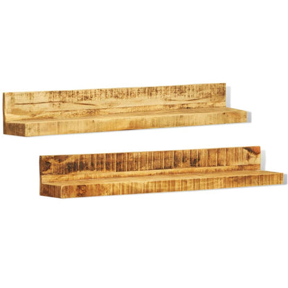 Display Shelf 2 pcs Solid Wood Wall-Mounted