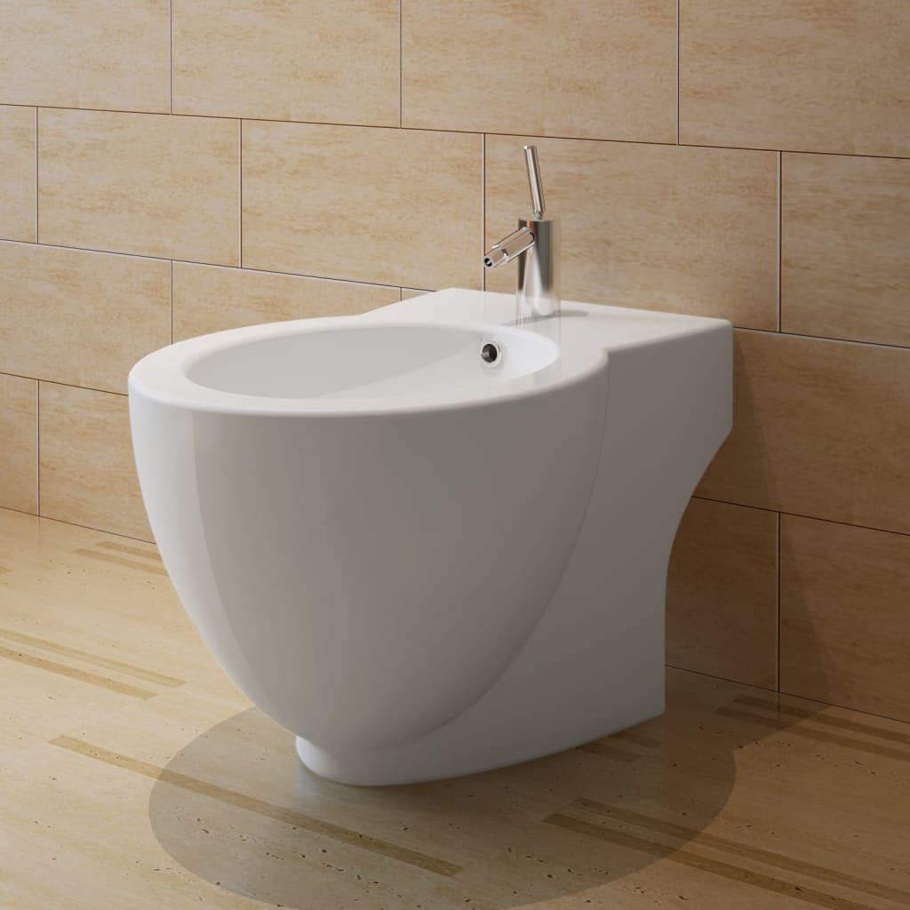 White Ceramic Toilet & Bidet Set