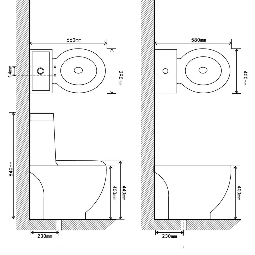 White Ceramic Toilet & Bidet Set