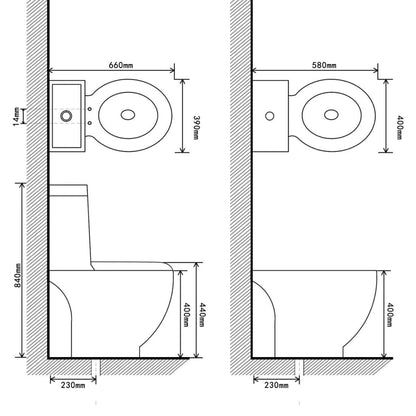 White Ceramic Toilet & Bidet Set