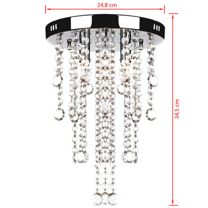 White Metal Ceiling Lamp with Crystal Beads