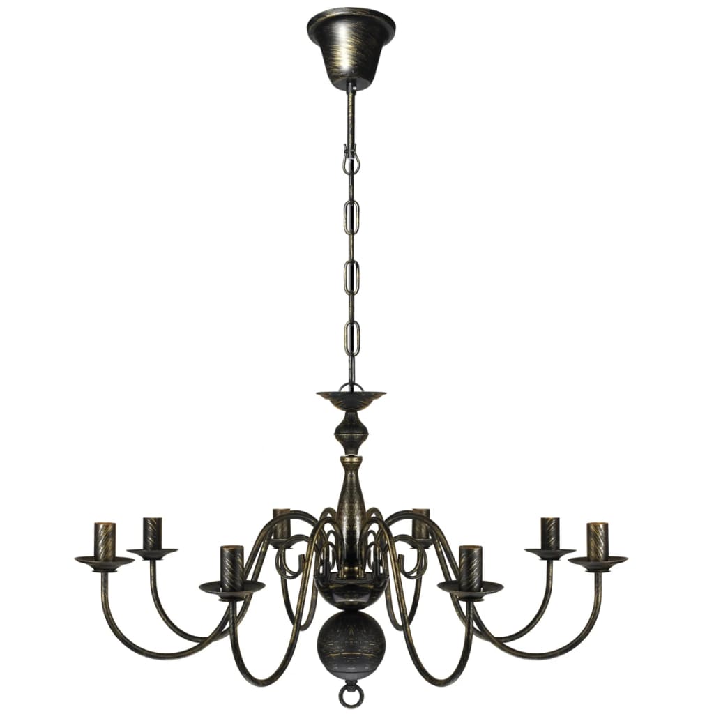 Antique Black Metal Chandelier 8 x E14 Bulbs