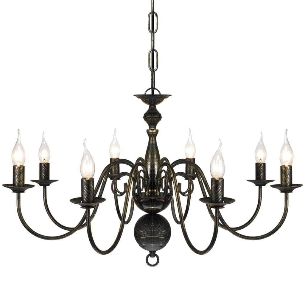 Antique Black Metal Chandelier 8 x E14 Bulbs