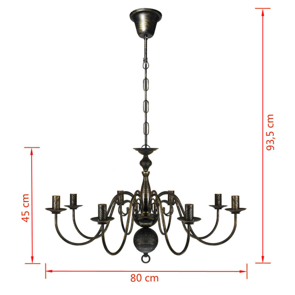 Antique Black Metal Chandelier 8 x E14 Bulbs