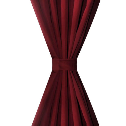 2 pcs Bordeaux Micro-Satin Curtains with Loops 140 x 225 cm