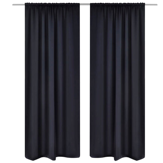 2 pcs Black Slot-Headed Blackout Curtains 135 x 245 cm