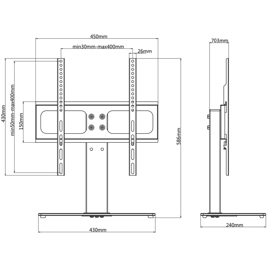 Pedestal TV Stand for 26-42 Inch Screen Max VESA 400x400 mm 30kg