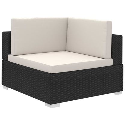 8 Piece Garden Lounge Set with Cushions Poly Rattan Black