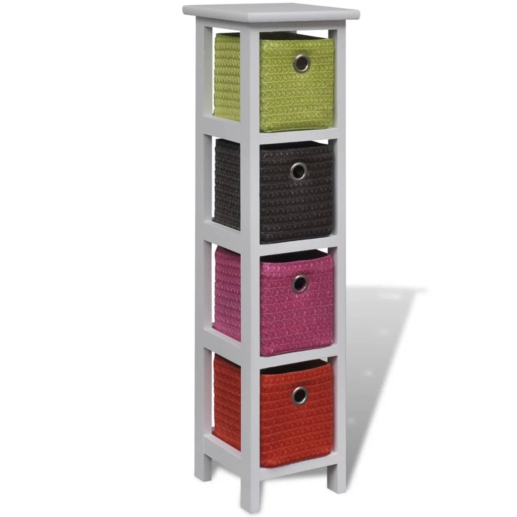 Storage Rack with Multi-colour Baskets Paulownia Wood