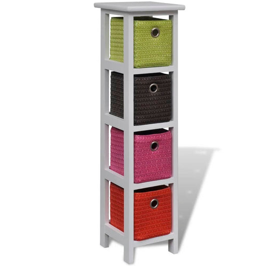 Storage Rack with Multi-colour Baskets Paulownia Wood