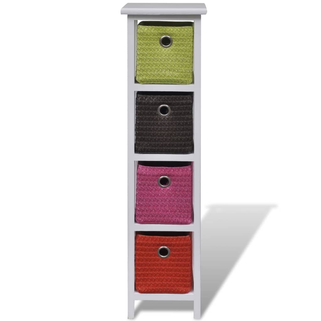 Storage Rack with Multi-colour Baskets Paulownia Wood