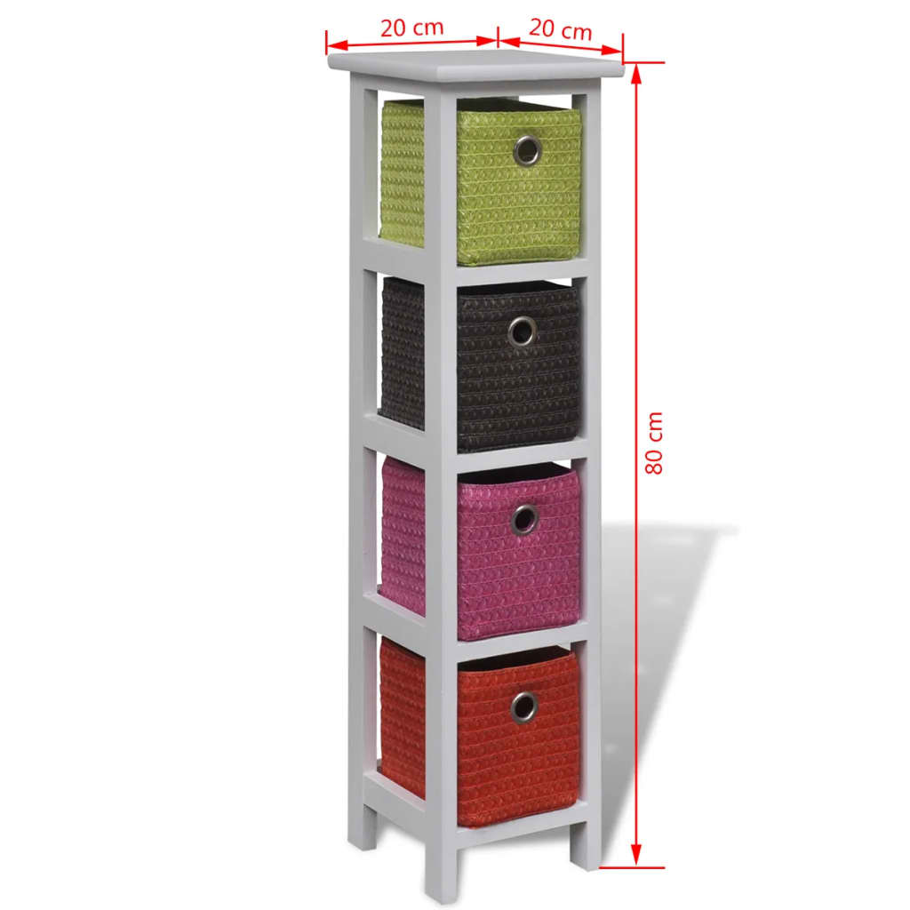 Storage Rack with Multi-colour Baskets Paulownia Wood