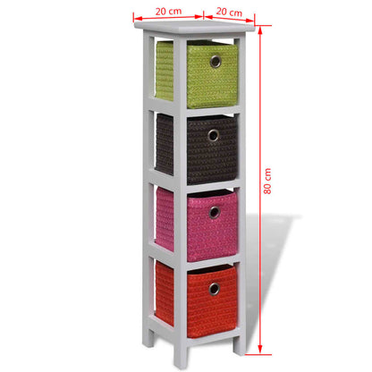 Storage Rack with Multi-colour Baskets Paulownia Wood