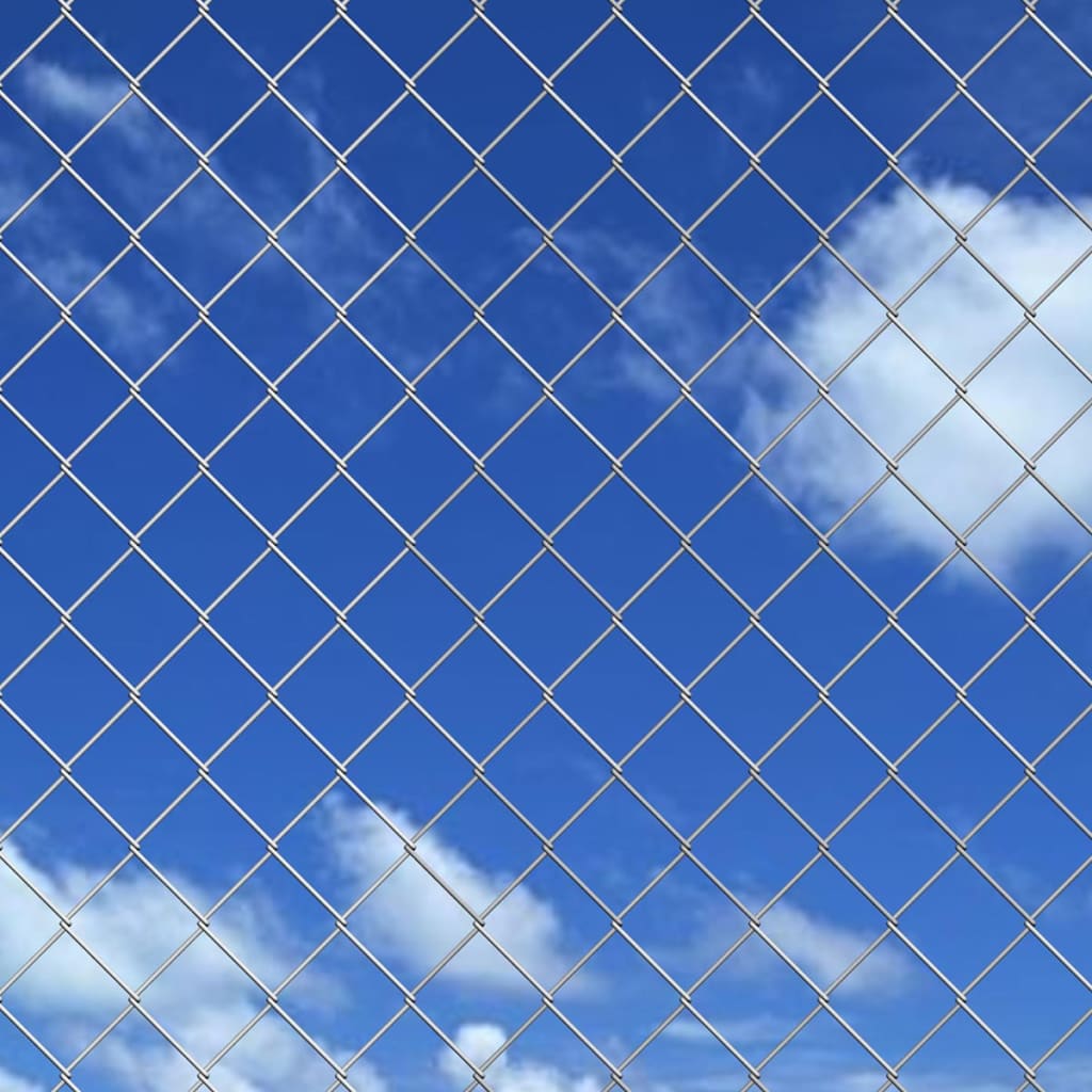 Chain Link Fence with Posts Galvanised Steel 25x1.25 m Silver