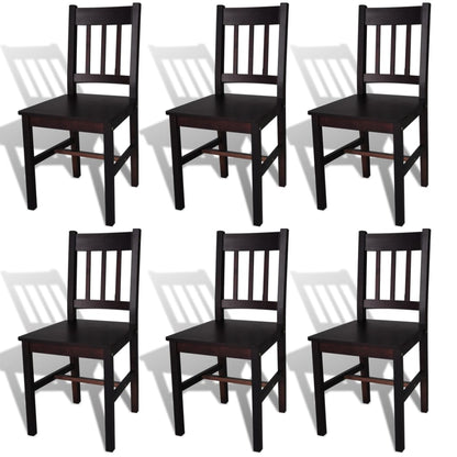 Dining Chairs 6 pcs Dark Brown Pinewood