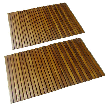 2 pcs Acacia Bath Mat 80 x 50 cm