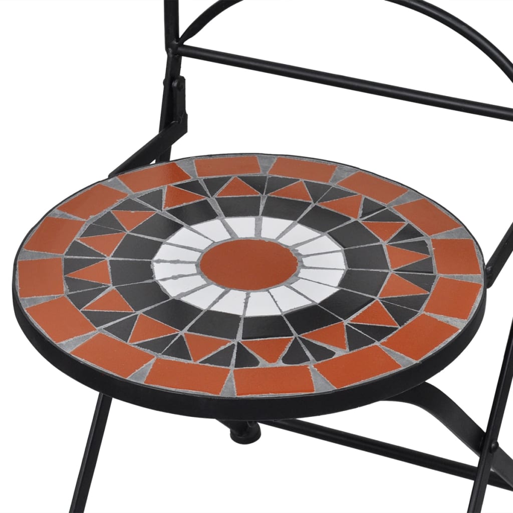 3 Piece Bistro Set Ceramic Tile Terracotta and White