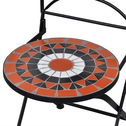 3 Piece Bistro Set Ceramic Tile Terracotta and White