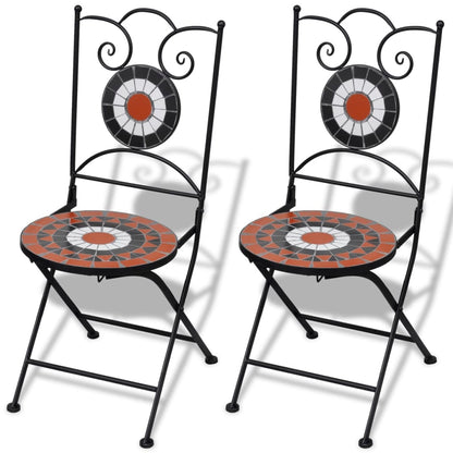 3 Piece Bistro Set Ceramic Tile Terracotta and White