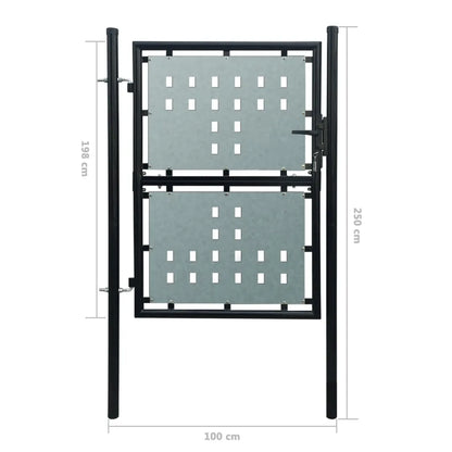 Black Single Door Fence Gate 100 x 250 cm