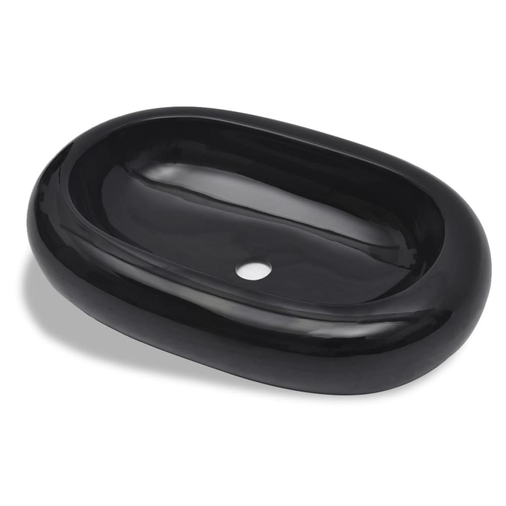 Ceramic Bathroom Sink Basin Black Oval