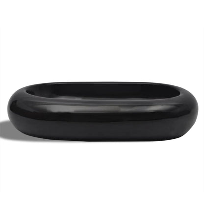 Ceramic Bathroom Sink Basin Black Oval