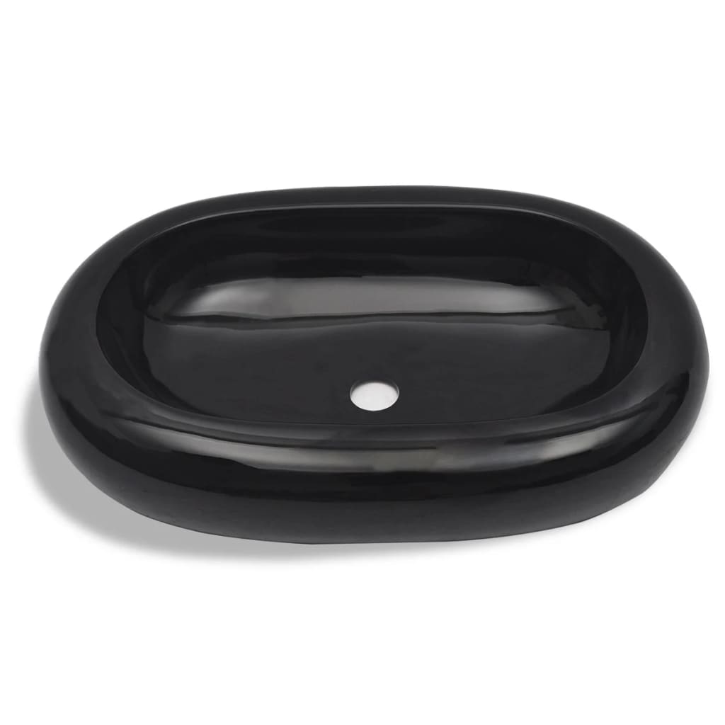 Ceramic Bathroom Sink Basin Black Oval