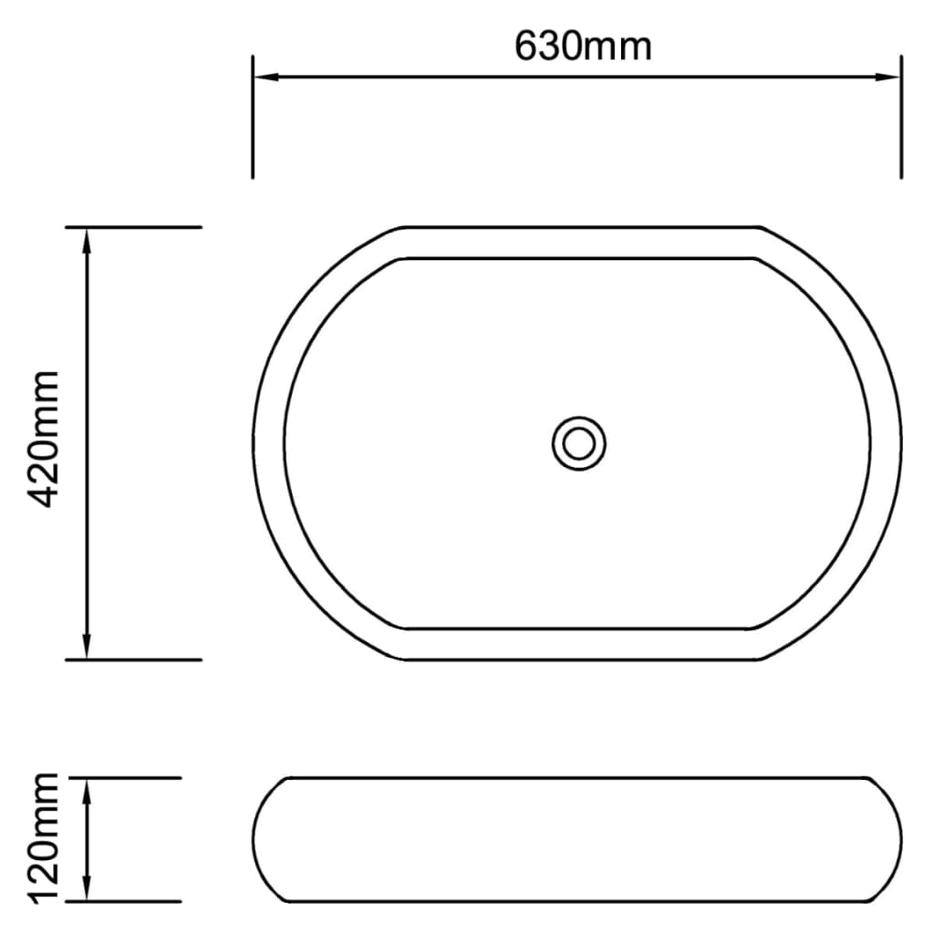 Ceramic Bathroom Sink Basin Black Oval