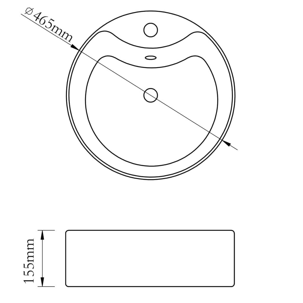 Ceramic Bathroom Sink Basin Faucet/Overflow Hole White Round