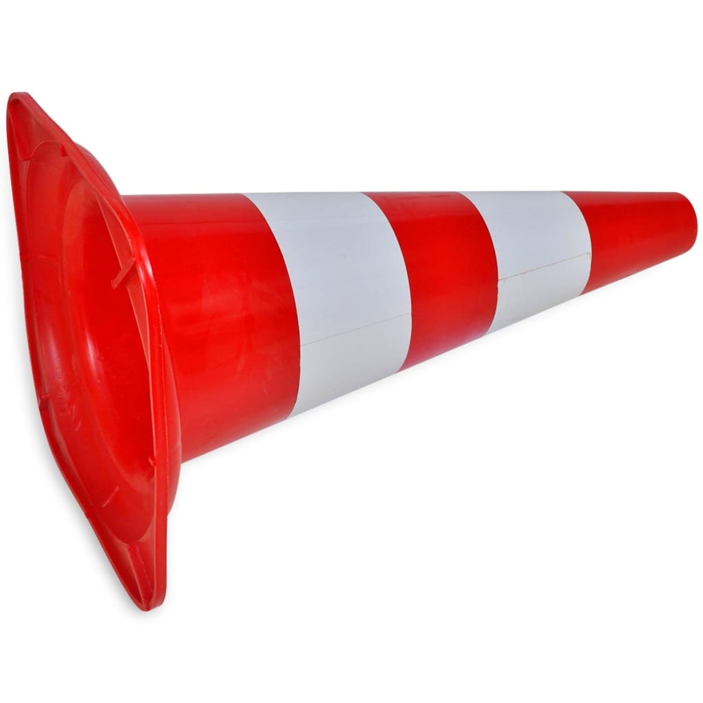 10 Reflective Traffic Cones Red and White 50 cm