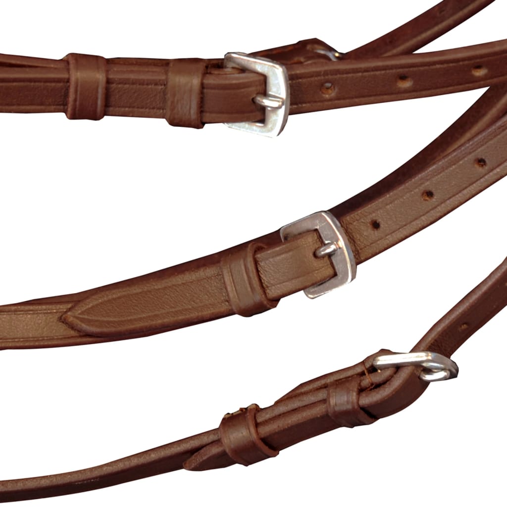 Leather Flash Bridle with Reins and Bit Brown Cob