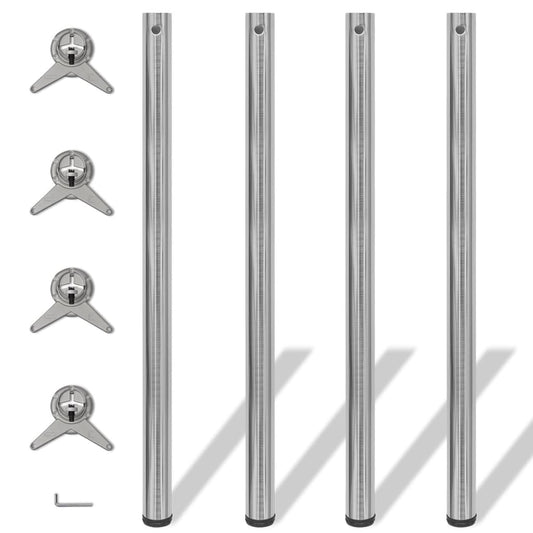 4 Height Adjustable Table Legs Brushed Nickel 1100 mm