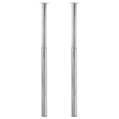 2 Telescopic Table Legs Chrome 710 mm-1100 mm