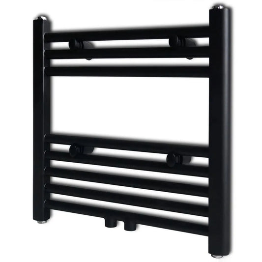 Black Bathroom Central Heating Towel Rail Radiator Straight 480x480mm