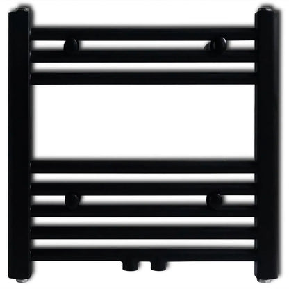 Black Bathroom Central Heating Towel Rail Radiator Straight 480x480mm