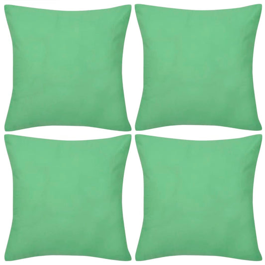 4 Apple Green Cushion Covers Cotton 40 x 40 cm