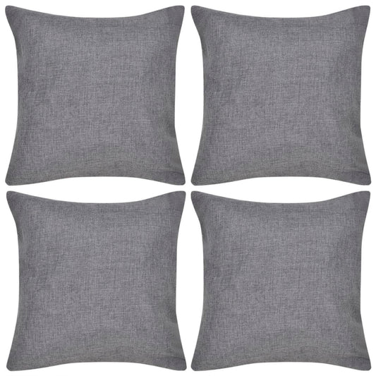 4 Anthracite Cushion Covers Linen-look 50 x 50 cm